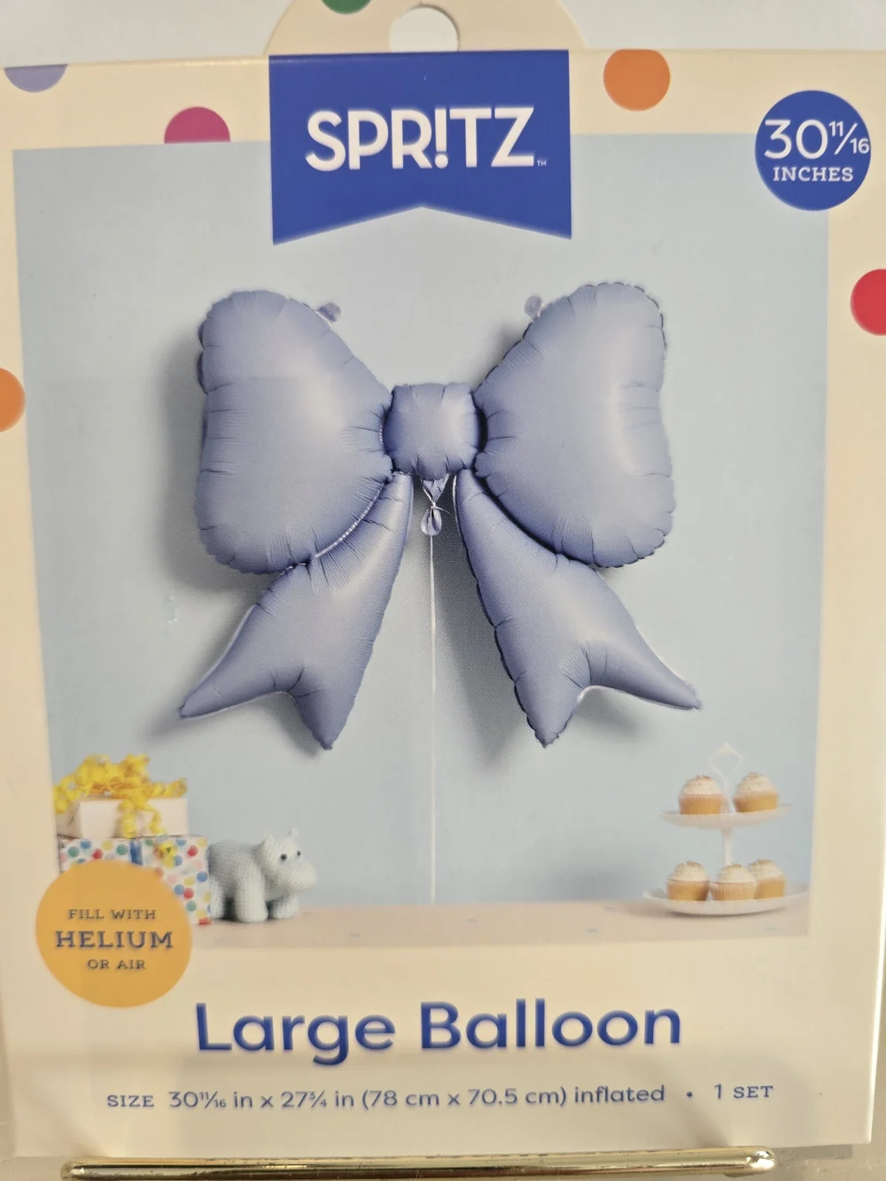 Large Light Blue Bow Foil Balloon- Spritz
